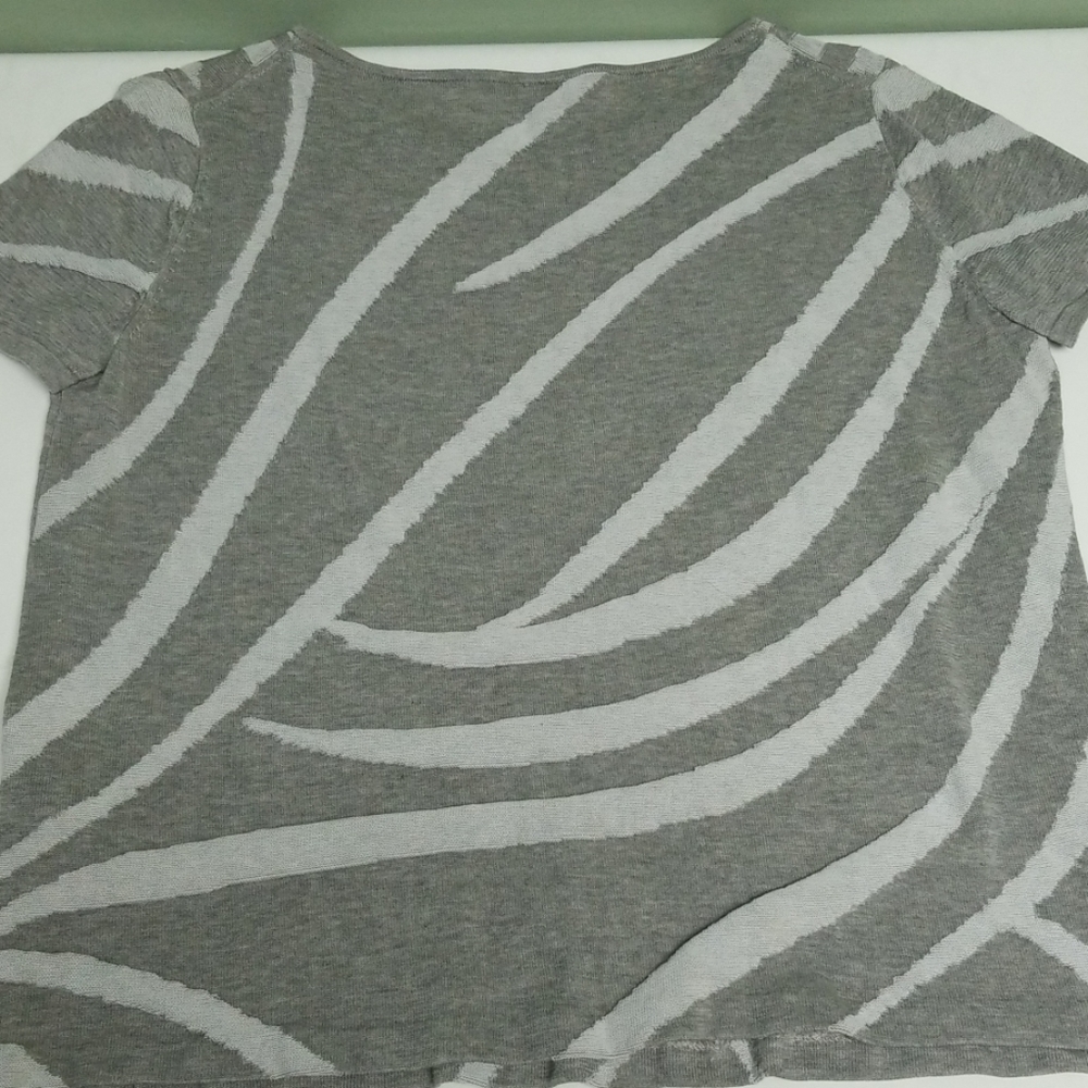 Lafayette 148 New York Short Sleeve Top Gray BB1 - Picture 6 of 8